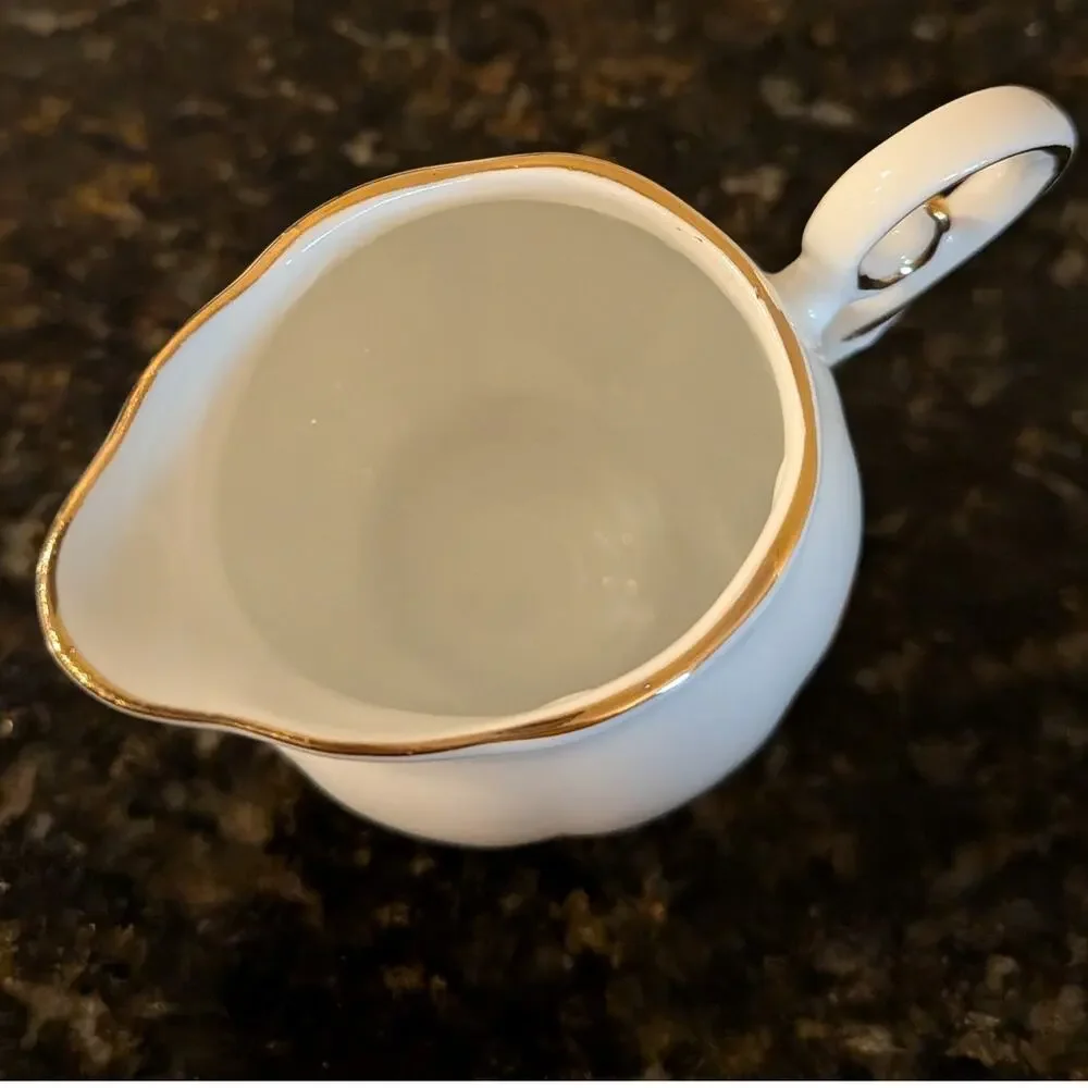 Vintage Dainty Mini Floral Creamer Cup With Gold Edges
